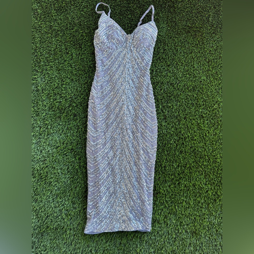 Elegant Silver Sequin Gown